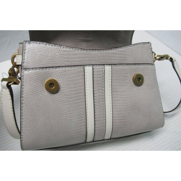 Guess Ginevra Handle Crossbody Bag Purse Taupe & Cream Gold Hardware Exotic NWOT - Picture 12 of 15